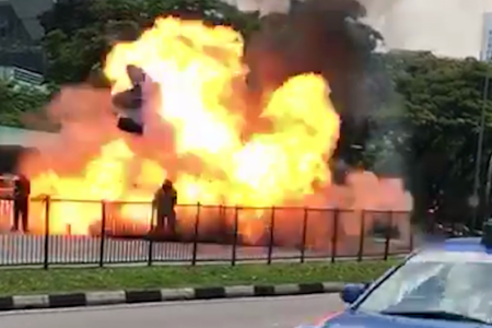 Four including SCDF officer injured after taxi explodes