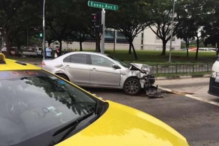 Mother and 2-year-old daughter taken to hospital after car hits taxi in Paya Lebar
