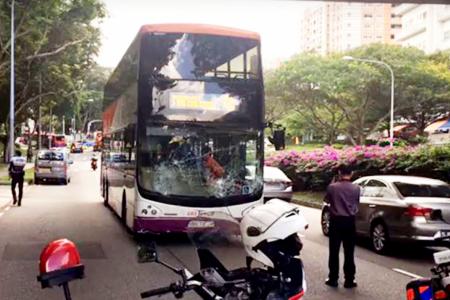 Bus ends up on wrong side of road