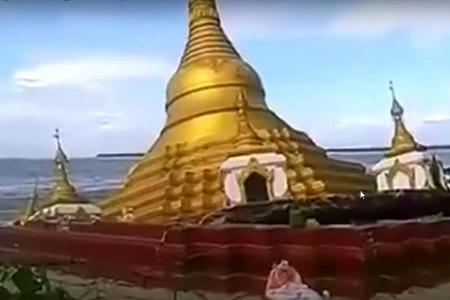 Heavy rain destroys pagoda