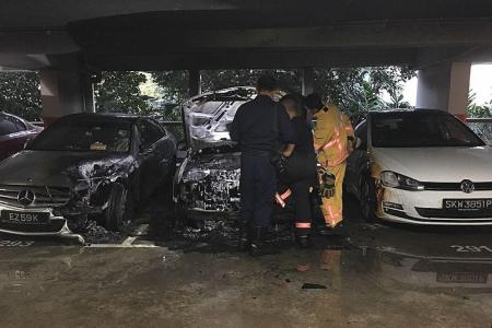 Three vehicles damaged after taxi catches fire in Sengkang