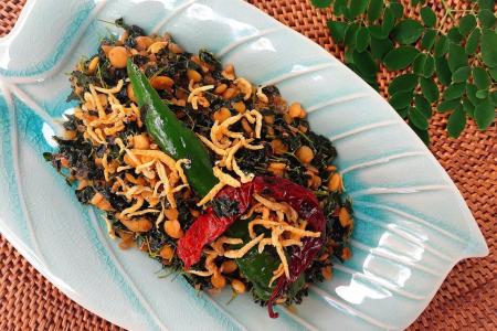 Moringa leaves and dhal stir-fry