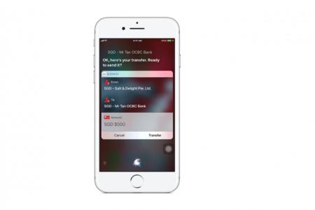 OCBC's business customers will be able to transfer funds by talking to Siri