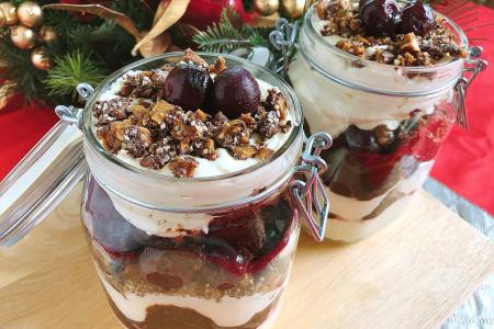 Make a cream cheese chocolate cherry trifle this festive season