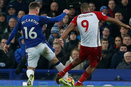 Everton’s McCarthy suffers double leg break in West Brom draw