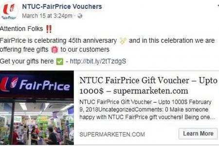 NTUC FairPrice files report over fake Facebook page offering vouchers