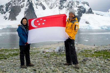 Singaporean takes the plunge in freezing Antarctic
