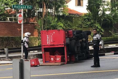 RedMart lorry driver hurt in Holland Road accident