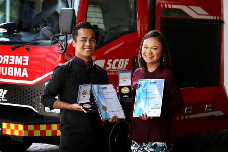 Couple awarded by SCDF for saving man who collapsed