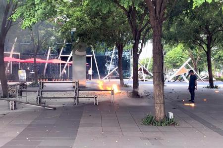 Hundreds evacuated from Ngee Ann City after pile of trash catches fire