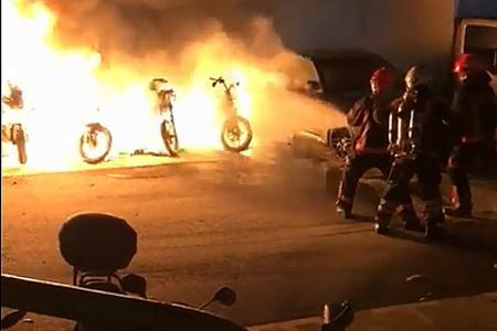 Five motorcycles, 1 car damaged by early morning fire in Boon Lay