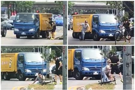 Cyclist punches lorry driver and rides off after alleged collision in Eunos