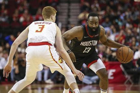 Harden’s 30-point streak ends, but Rockets win