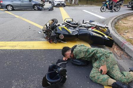 motorcycle hospital taken road biker flung crash singapore serangoon off upper motorcyclist sengkang conscious adolfo laguardia general he man when