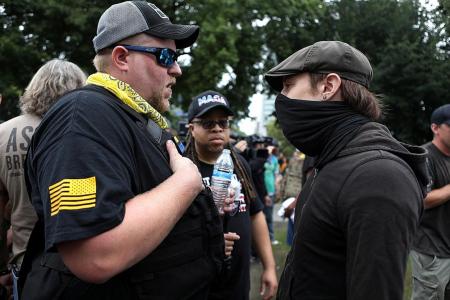Right-wing, anti-fascist groups clash in Portland