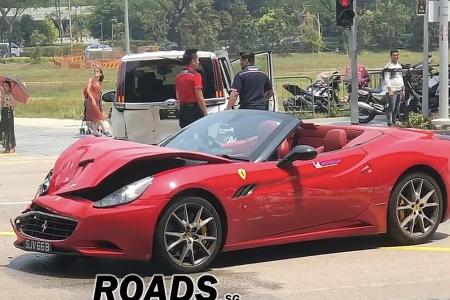 Ferrari in three-car accident in Bayfront Avenue