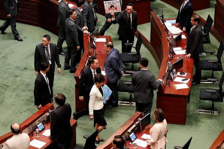 HK assembly disrupted for second day; lawmakers dragged out