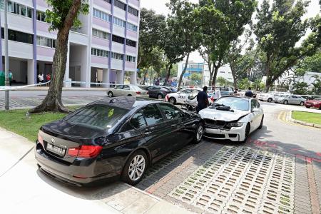 BMW driver flees on foot after crashing into taxi, car