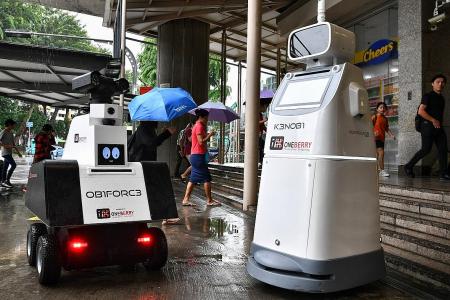 Robot guards assist in security exercise at Ang Mo Kio MRT station