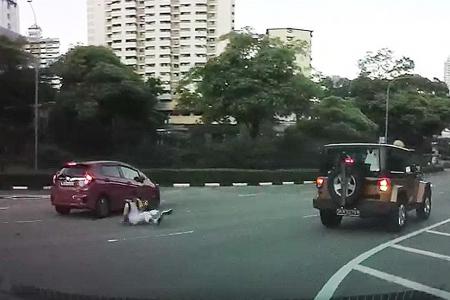 Student knocked down by red Honda while crossing Havelock Road