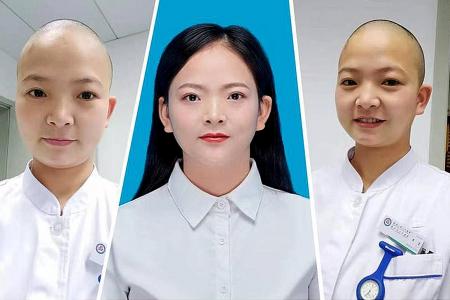 Wuhan nurse shaves head to aid her work in fighting virus