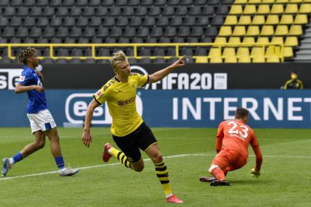 Haaland stars in Dortmund romp as Bundesliga makes return