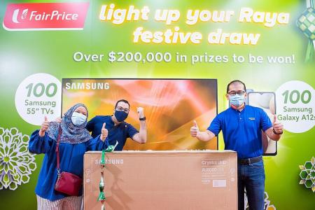 Join FairPrice Hari Raya Lucky Draw to win Samsung TV, Galaxy A12