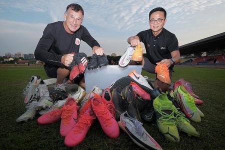 Former Singapore striker Duric collects old boots for needy kids