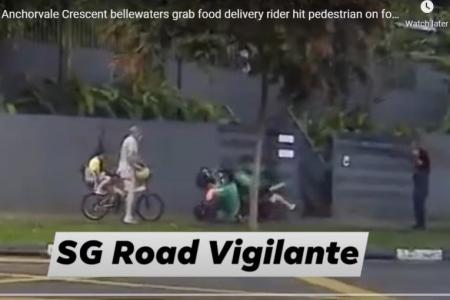 Grab rider and pedestrian collide outside Sengkang condo