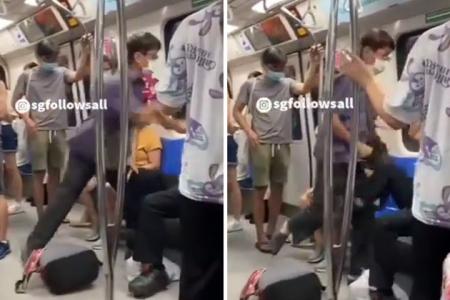 Man rains punches on older commuter over loud music on MRT train