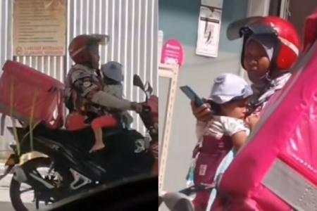 Delivery rider takes baby along on job in Malaysia, netizens offer help