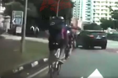 SUV cuts into path of cyclists, causing crash