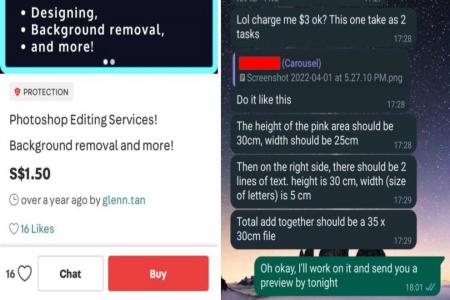 Student offers photo editing service for $1.50, client tries to lowball him, then later refuses to pay