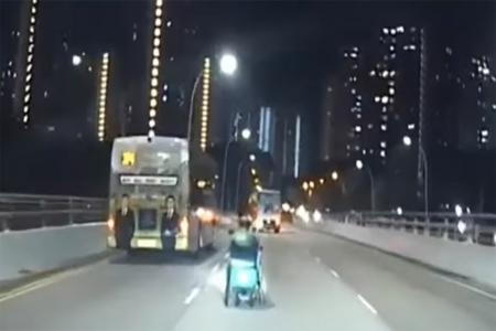 Delivery man on motorised wheelchair does 50kmh along Sengkang West Way