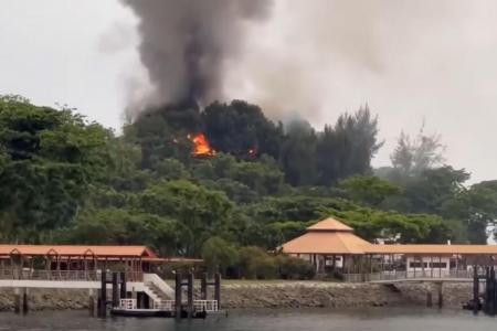 Loud explosion heard as fire breaks out near Malay shrines on Kusu Island hilltop