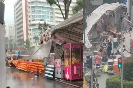 Pasar malam awning in Yishun collapses during heavy rain, stall owners count the costs