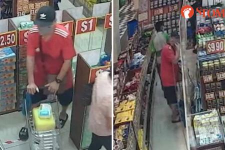 Man takes off with shopper's bag of paid items