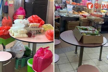 Hawkers hogging seats at Tampines food centre