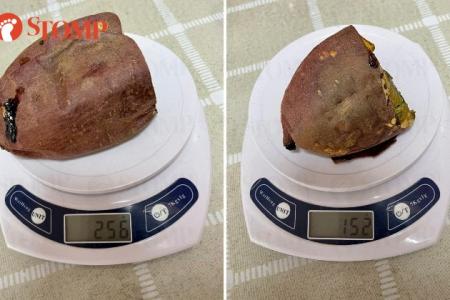Woman pays same price for each Don Don Donki baked sweet potato but one weighs 104g less