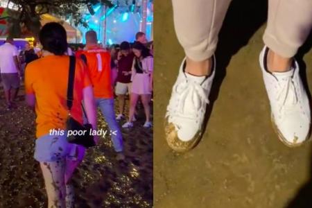'Aiyah, I wore white shoes': F1 concert goers get their footwear decimated at Padang mud pit 