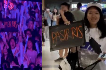 Fan holds up board to show she's from Pasir Ris, JJ Lin mistakes it for Paris