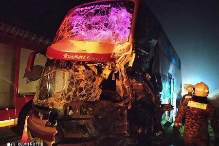 Singaporeans among 16 injured after KL-bound bus collides with truck in Melaka