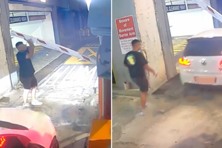 Man caught on camera lifting carpark barrier to allow Volkswagen through