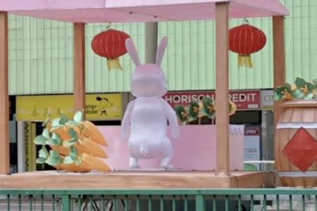 Netizens feel Chinatown CNY rabbit mascot looks like it's relieving itself