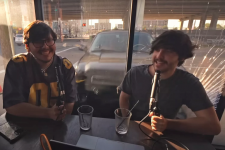 Podcasters capture moment they were almost crushed by SUV – while inside a cafe