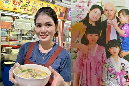 Once a novice with raw fish, she hones her craft to takes over late husband's fish soup stall