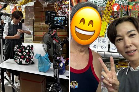 Fan dazzled by Kym Ng, who takes selfies with him despite being busy filming in Boon Keng