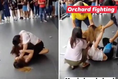 Women viciously fight, pull each other's hair in Orchard Road