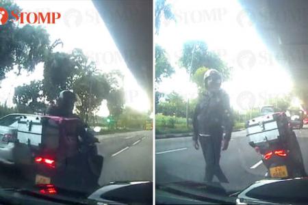 Foodpanda rider abruptly stops in front of car after getting honked at