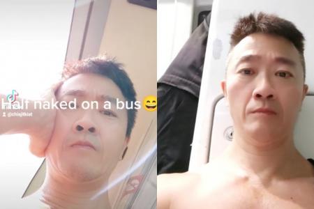 Netizens slam man who posts half-naked shots on bus, train